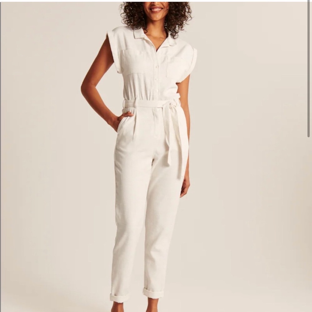 Abercrombie & Fitch Cream Jumpsuit